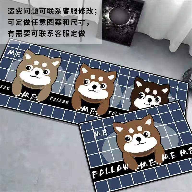 Kitchen Floor Mat Cartoon Non-Slip Carpet Stain-Resistant Absorbent Oil-Absorbing Floor Mat Large Area Printing Washable Home Ground Mat