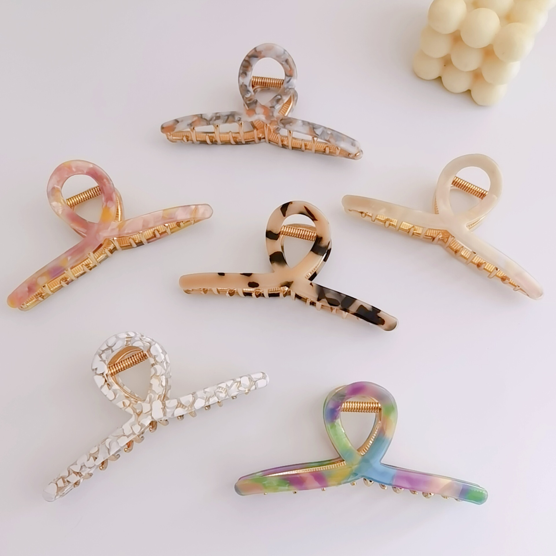 爱彤韩式 发夹醋酸大号抓夹合金拼接鲨鱼夹洗澡用发夹ins抓夹头饰