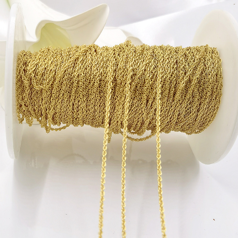 14k亮包金色麻绳散链diy配件项链铜镀金 1.6mm水波纹链条不易褪色