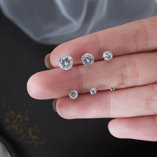蒂奇925纯银mini锆石耳钉水钻系列韩国简约满镶钻饰品养耳洞