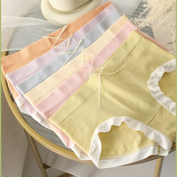 am日系内裤女抗菌裆女士三角裤文艺小清新收腹提臀包臀舒适浅色