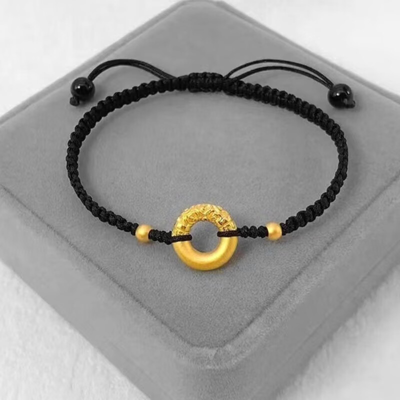 水贝黄金手链足金999金箍圈转运珠红绳手链女520七夕情人节礼物