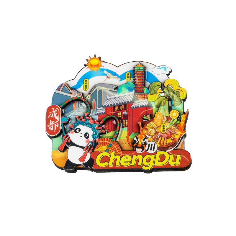 Cultural and Creative Tourism City Scenic Spot Wooden Epoxy Refridgerator Magnets Customized Creative Gifts Wood Magnetic Cartoon Crafts