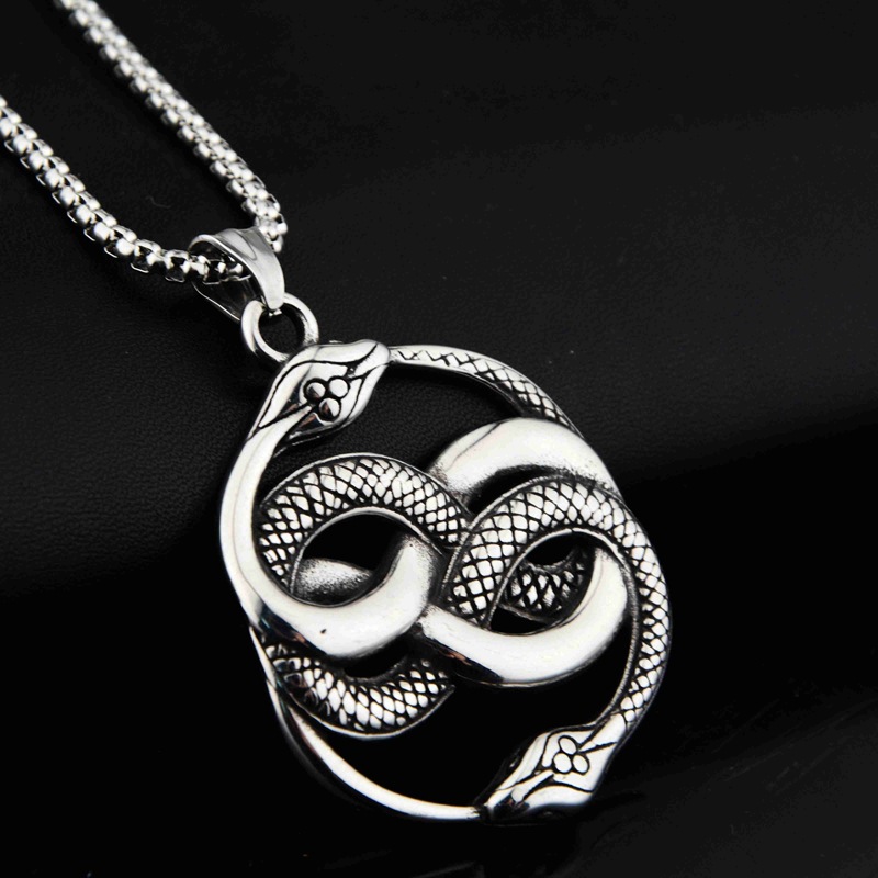 欧美外贸货源永恒之蛇吊坠嘻哈百搭钛钢项链个性男女情侣饰品