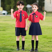 儿童合唱演出服小学生夏季大红色班服幼儿园园服六一朗诵表演服装