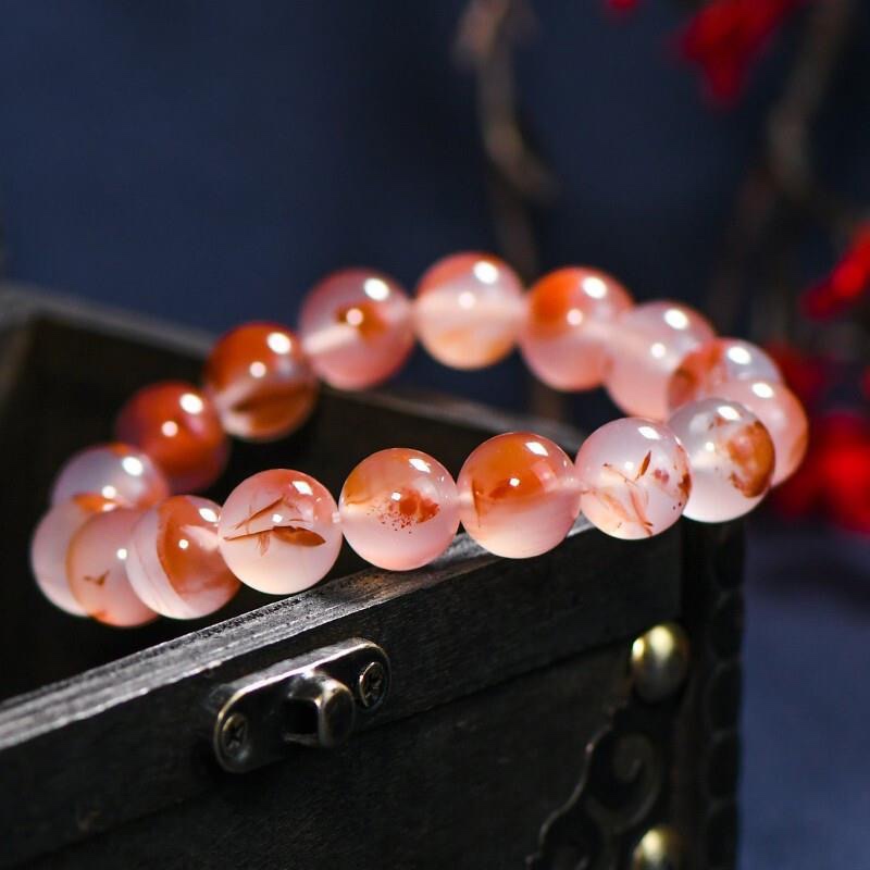 7a珍藏级四川凉山老矿冰飘南红圆珠手链 圆珠飘花玛瑙手串-阿里巴巴