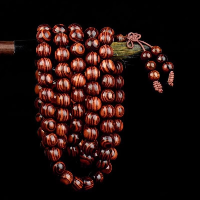 海南黄花梨手串男士真品海黄鬼脸对眼文玩老料 颗佛珠手链男款