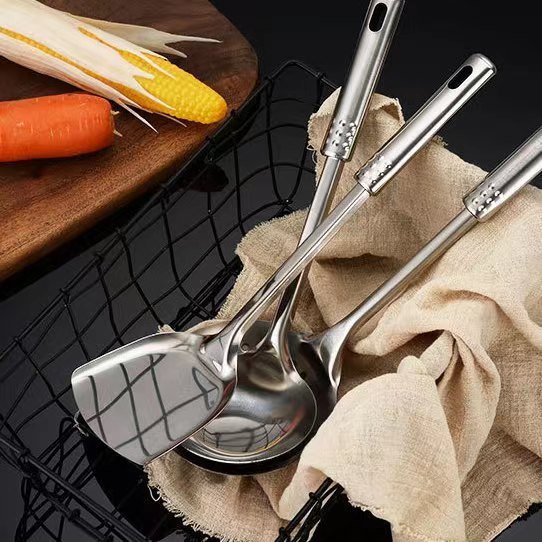 Kitchen Stainless Steel Three-Piece Set Strainer and Soup Spoon Spatula Spatula Spoon Household Anti-Scald Kitchen Spatula