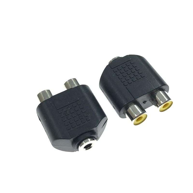 5母转双莲花插孔口耳机电脑接功放音箱头3.5mm母转2rca母音频头