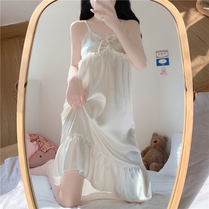 公主风性感吊带睡衣女夏季可外穿2022新款纯欲蕾丝睡裙休闲家居服