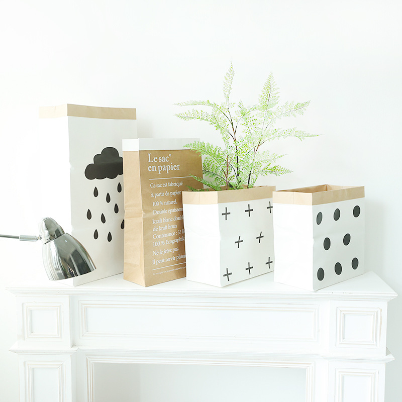 工厂ins北欧牛皮纸袋花盆 干花居家收纳袋卧室房间橱窗装饰拍摄照