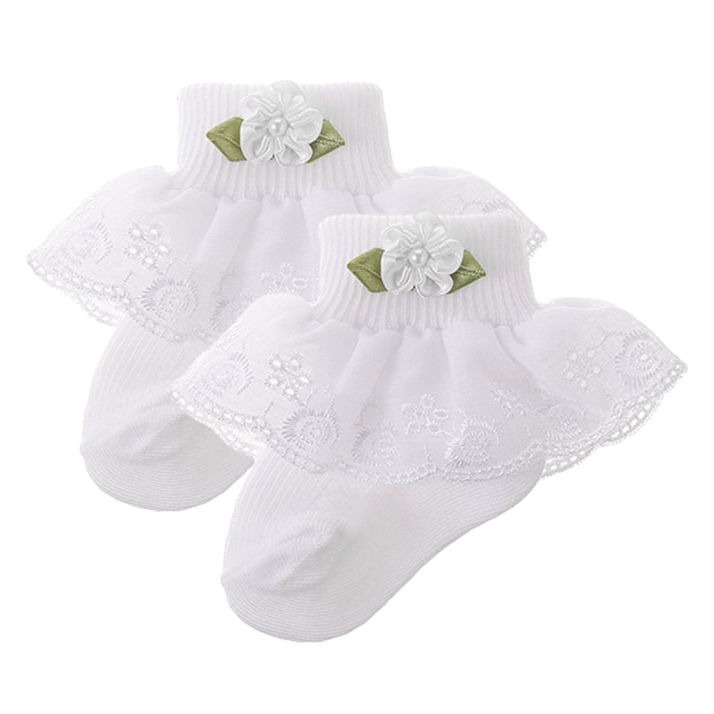 New Baby Cotton Lace Socks Polyester Decorative Flower Baby Socks Baby Short Non-Slip Toddler Crawling Socks