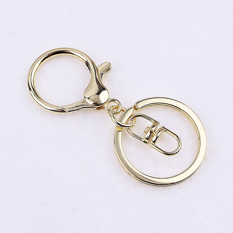 新款金属电镀保色环保抛光 圆头钥匙扣三件套配件 钥匙圈饰配件