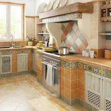 美式复古瓷砖仿古砖165*165地中海田园卧室客餐厅防滑耐磨地板砖
