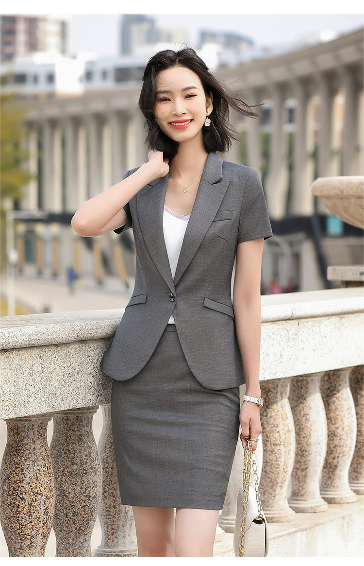职业装女装套装ol夏季新短袖修身西装套裙面试正装套裤工作服330