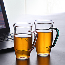 彩把高硼硅玻璃单层杯大容量办公室绿茶杯家用透明玻璃果汁饮料杯