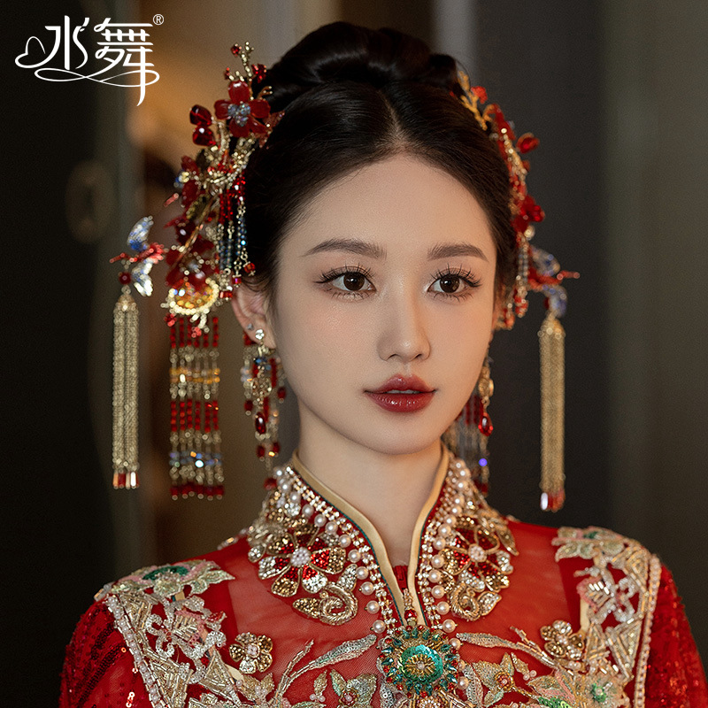 水舞u1502新娘头饰新款古风中式发簪氛围感结婚礼秀禾古装发饰品