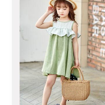 女童夏季韩版洋气无袖背心裙宝宝公主裙子甜美法式女孩舒适连衣裙