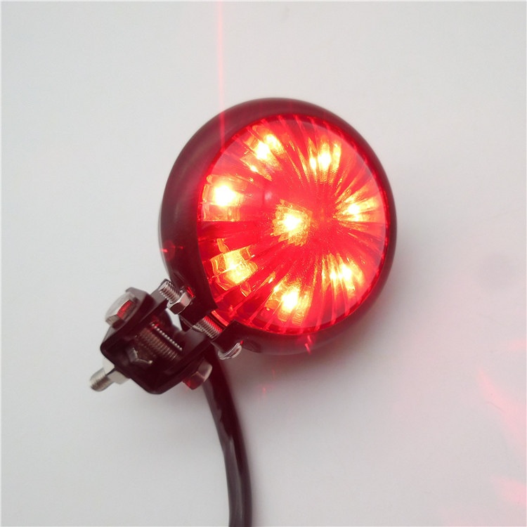 bb143 摩托车巡航太子车圆尾灯 踏板电动车金属led刹车行车后尾灯