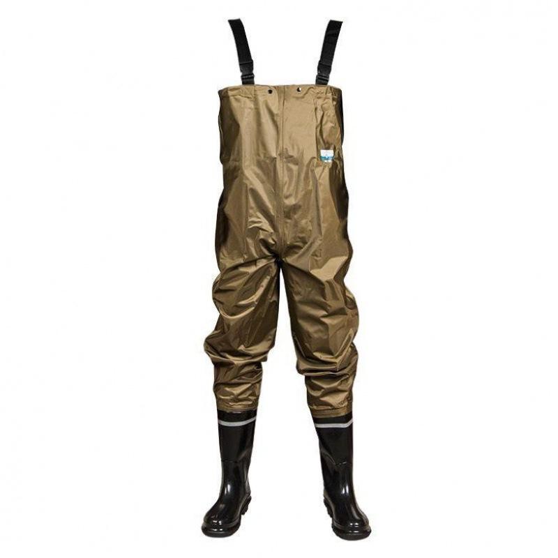 下水裤齐腰身捕鱼连体加厚牛筋底雨裤男半身水叉耐磨挖藕一件代发