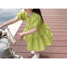 女童连衣裙夏2022新款童装女韩系洋气绿色小清新儿童宝宝裙子夏装