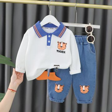 男童洋气2儿童衣服秋季3婴儿帅气小孩潮童装一岁宝宝套装一件代发