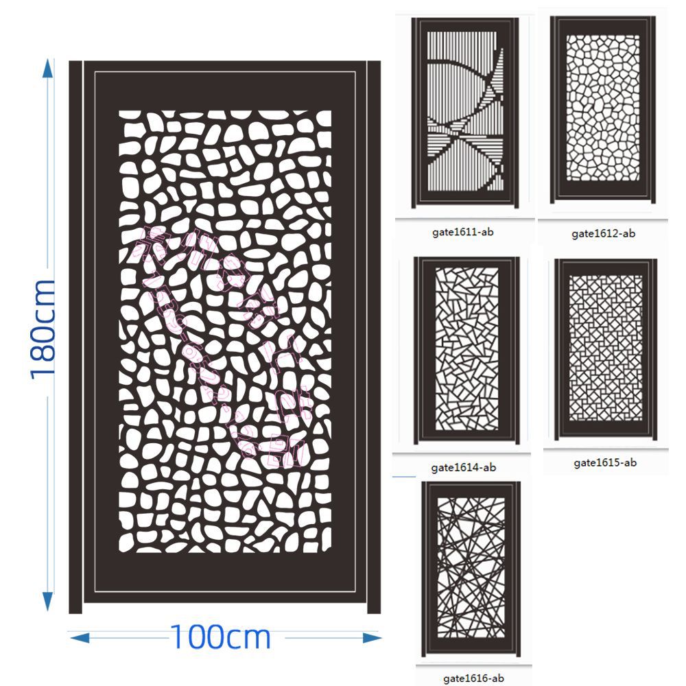 定制平顶铁门单开门,门板带镂空艺术抽象图案