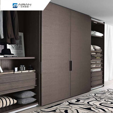 艾然 木纹色现代简约客厅卧室极简储物柜玄关柜全屋设计柜门衣柜