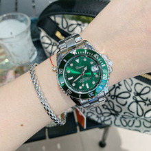 蒂米妮DINIMI新款绿水鬼夜光潮流时尚刻度小绿表钢带日历女士手表