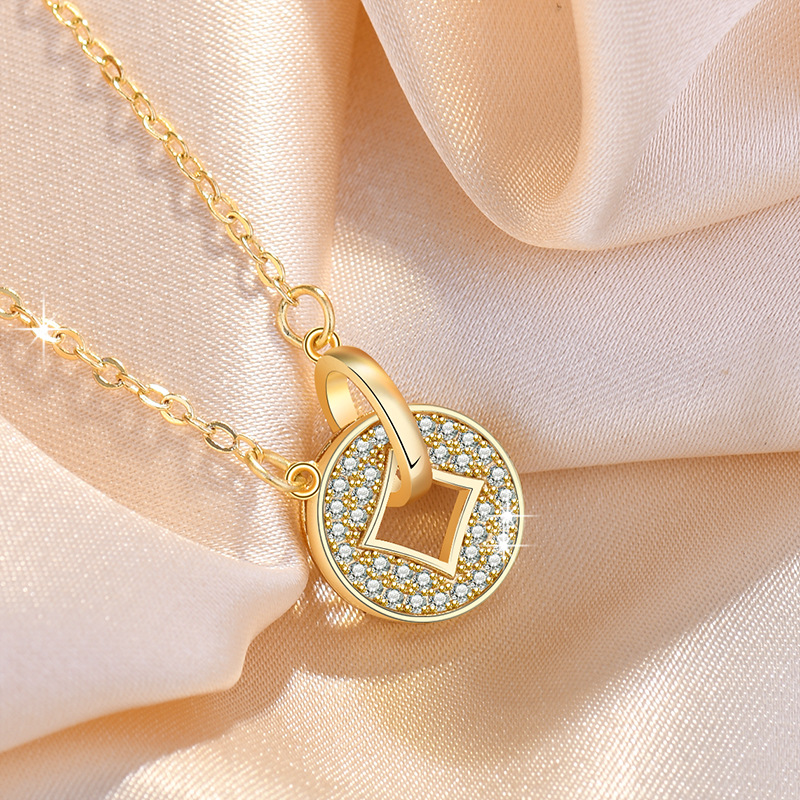 国潮铜钱项链女ins时尚设计感锁骨链新款潮首饰个性气质首饰颈链