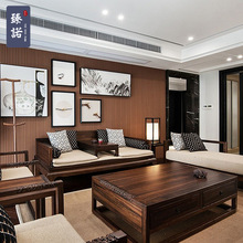 新中式乌金木客厅实木沙发贵妃椅罗汉床别墅家用祥云复古雕刻家具