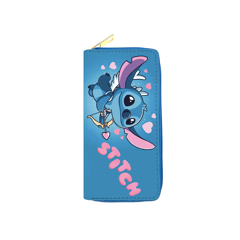 Stitch Pu Wallet Student Long Wallet Single Pull Bag Cosmetic Bag Anime Passport Holder Custom Single Double Pull