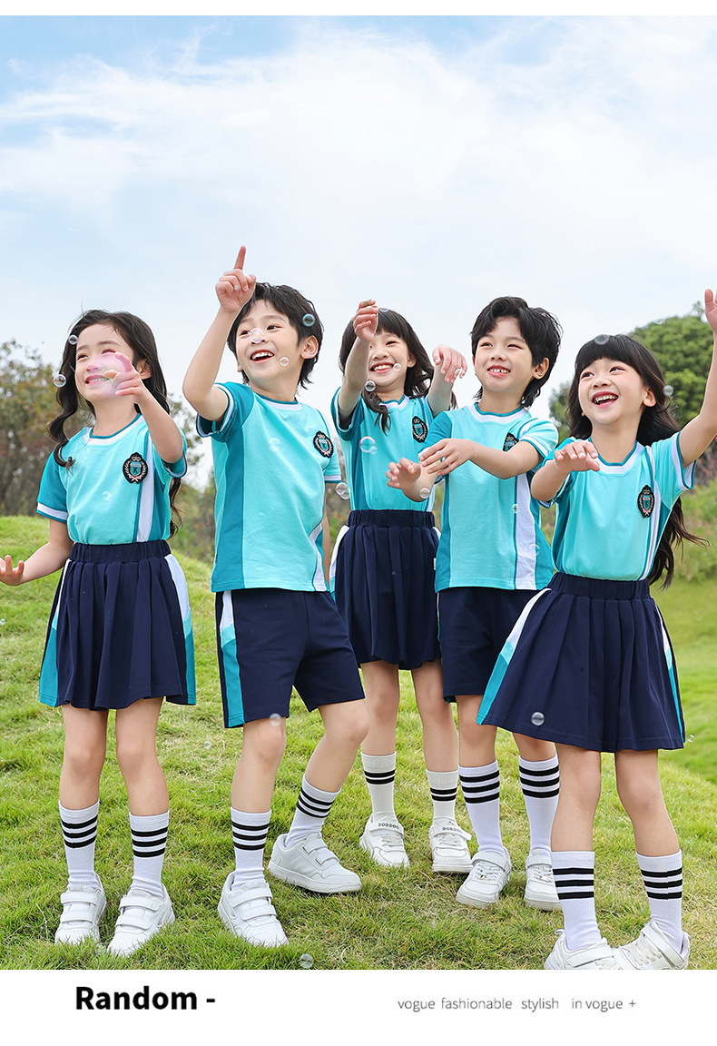 小学生校服套装儿童运动会演出班服短袖短裤幼儿园园服夏季绿色