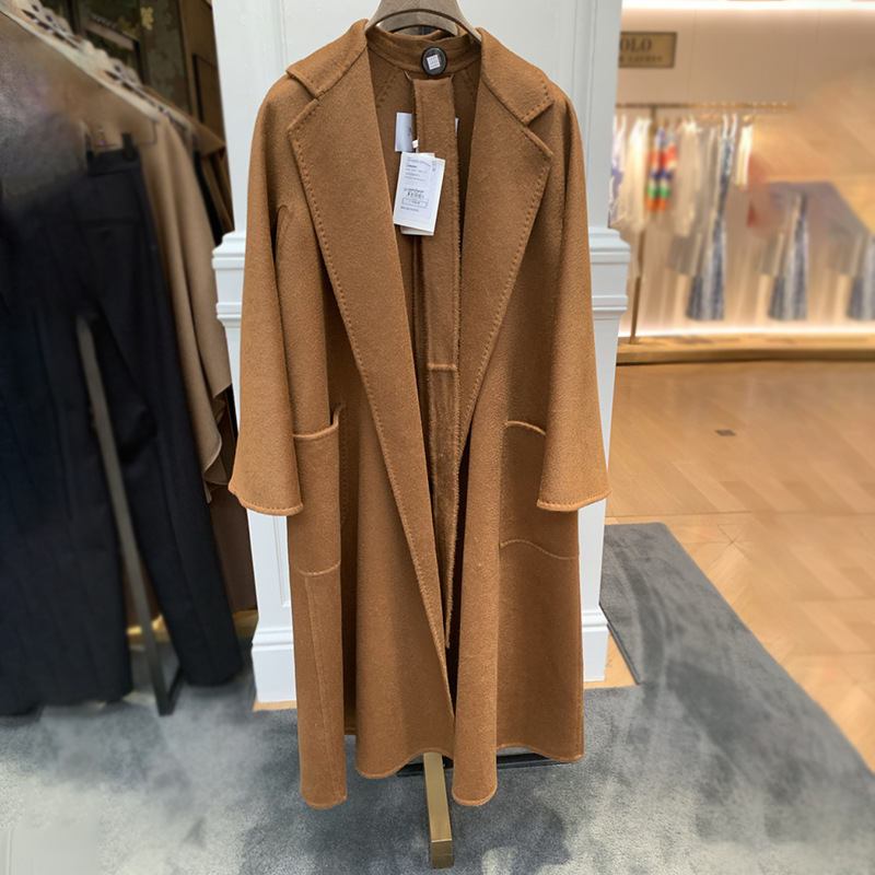 labbro双面山羊绒水波纹大衣2021新款正确版本浴袍款中长外套女