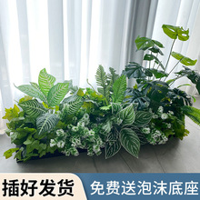 仿真花摆设植物隔断绿植摆件花槽龟背叶花箱仿生花草假花造景装饰