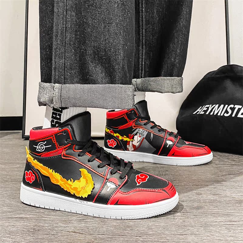 动漫联名火影忍者aj宇智波鼬新款青少年学生板鞋高帮跨境运动潮鞋