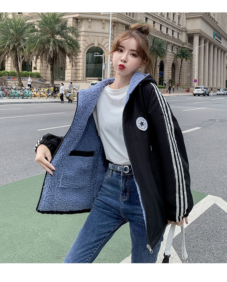 2020冬季新款韩版宽松学生ins加绒棉衣服厚外套女正反两面穿棉袄