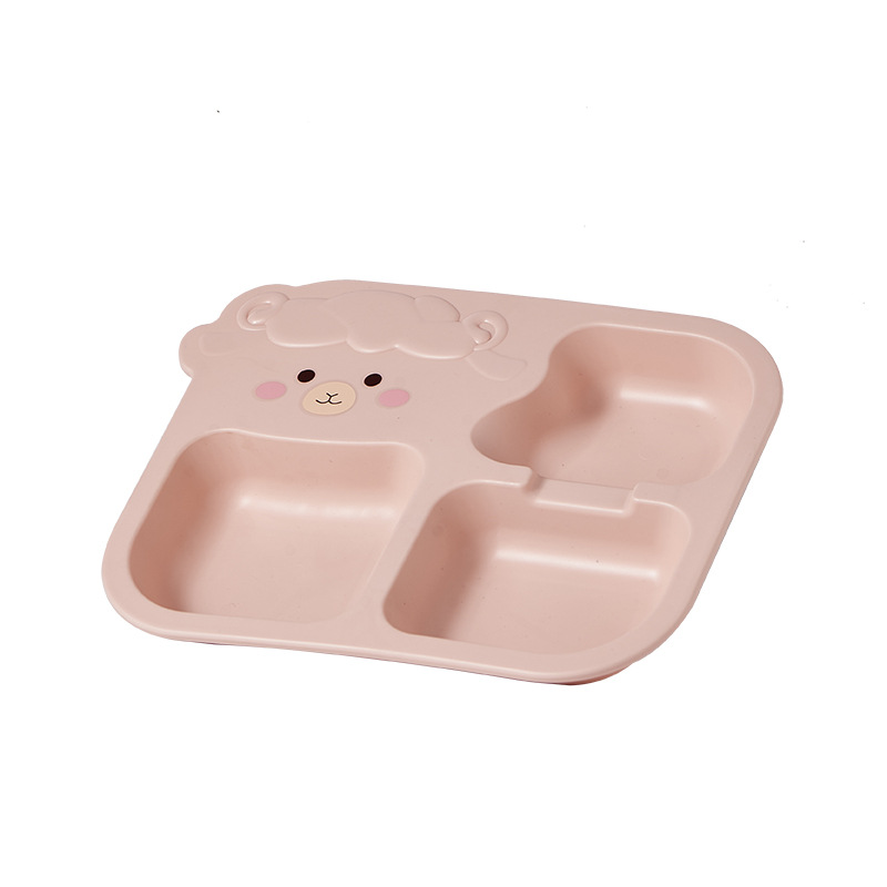 Baby Tableware Set Children's Home Cartoon Cute Drop-Resistant Sheep Compartment Tray Children's Eating Bowl Package Dinner Plate