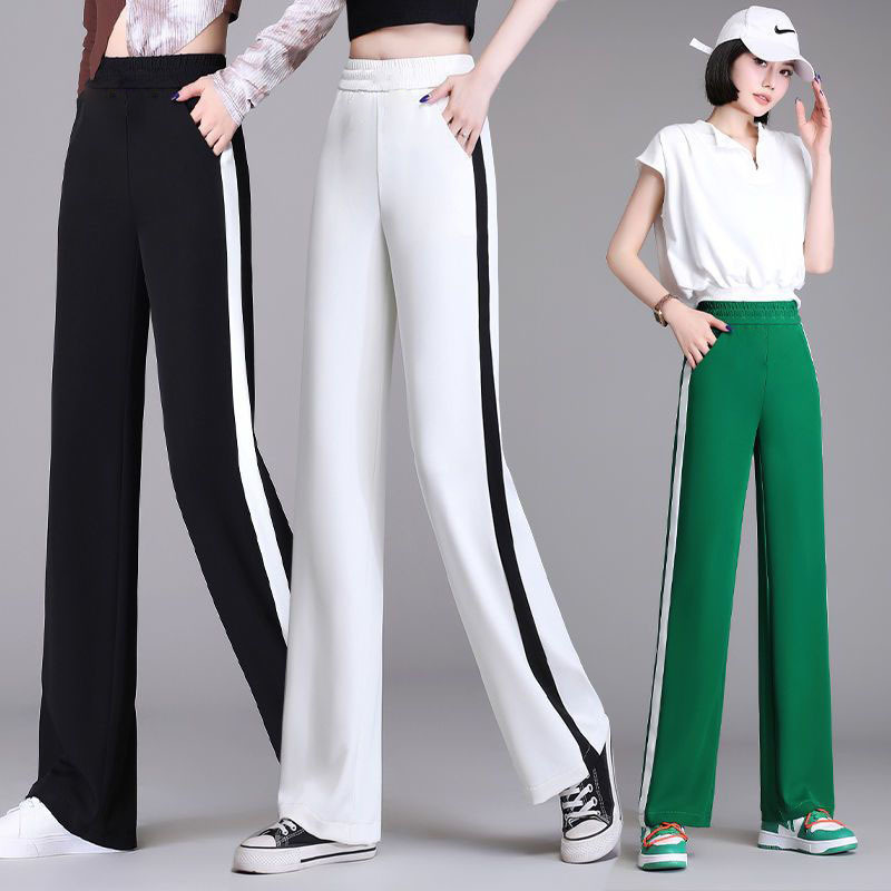 Popular Wide-Leg Pants Women's Clothing Summer 2023 New Spring and Autumn Straight Thin Sports Casual Pants High Waist Trousers