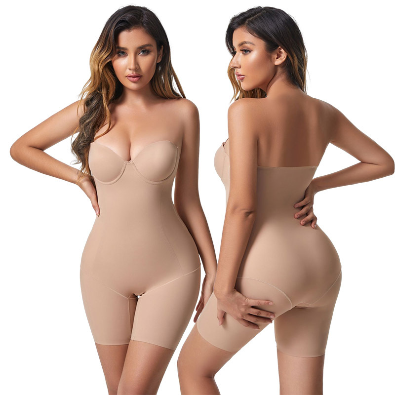 Cross-Border Women's Body Shaping Seamless Sticky High-End Corset with Bra Slim Sheath Flat Leg Jumpsuit Belly and Waist Shaping