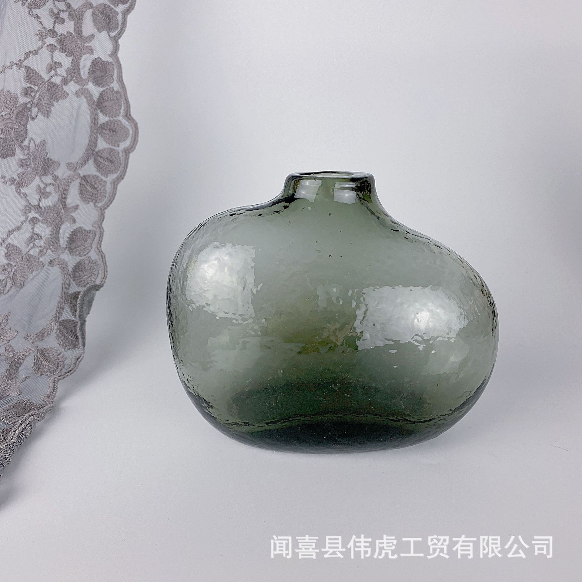 Japanese Zen Hammered Pattern Glass Vase Irregular Geometric Small Mouth Flower Device Living Room Flower Arrangement Home Decoration