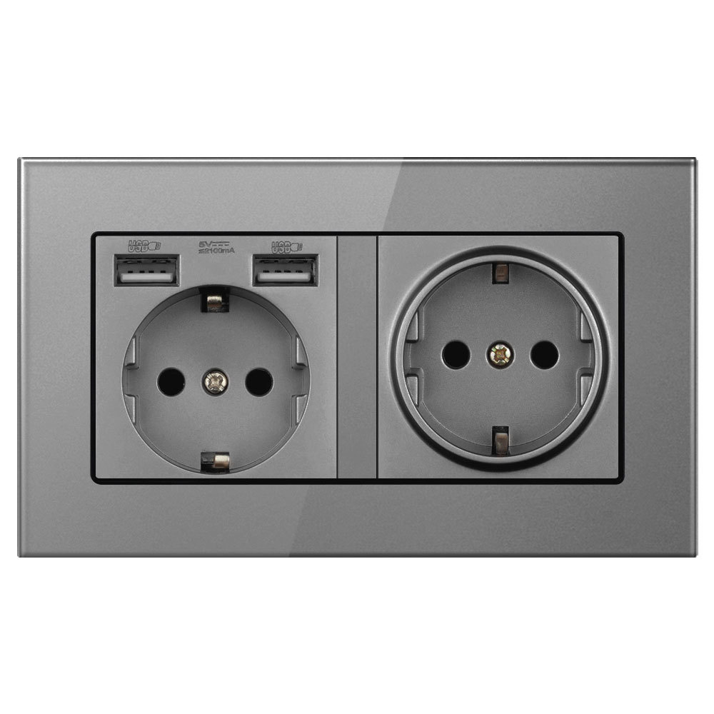 定制86型欧规墙壁电源插座面板 欧式插座欧标德式16a德标圆孔面板