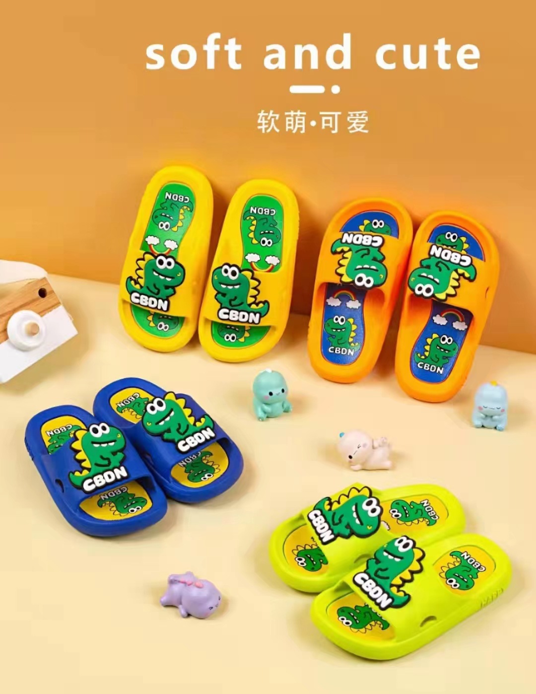 2023 New Children's Sandals Summer Cartoon Dinosaur Boys Girls Home Non-Slip Children Soft Bottom Slippers