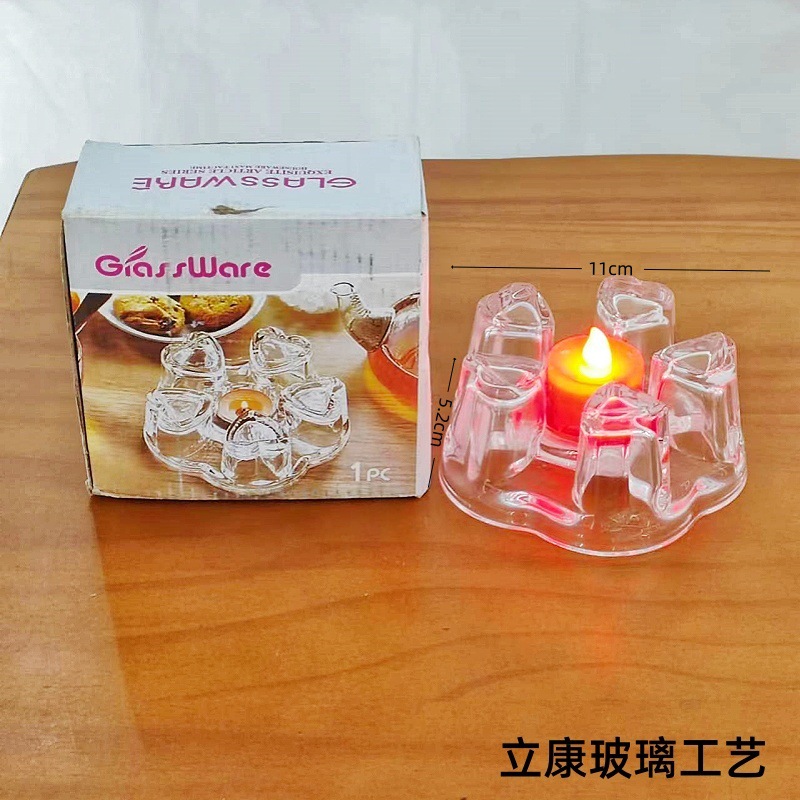 Factory Direct Sales Candle Candlestick Heating Base Tea-Boiling Stove Creative Glass Heart-Shaped Candle Accessories