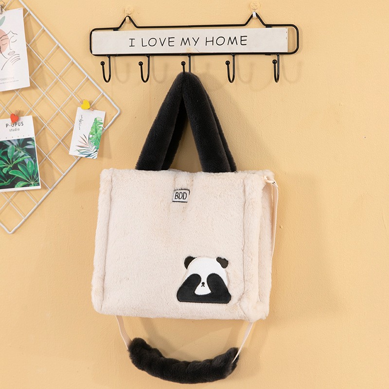 New Cartoon Plush Bag Cute Panda Dual-Use Tote Bag Shoulder Strap Crossbody Bag women bag