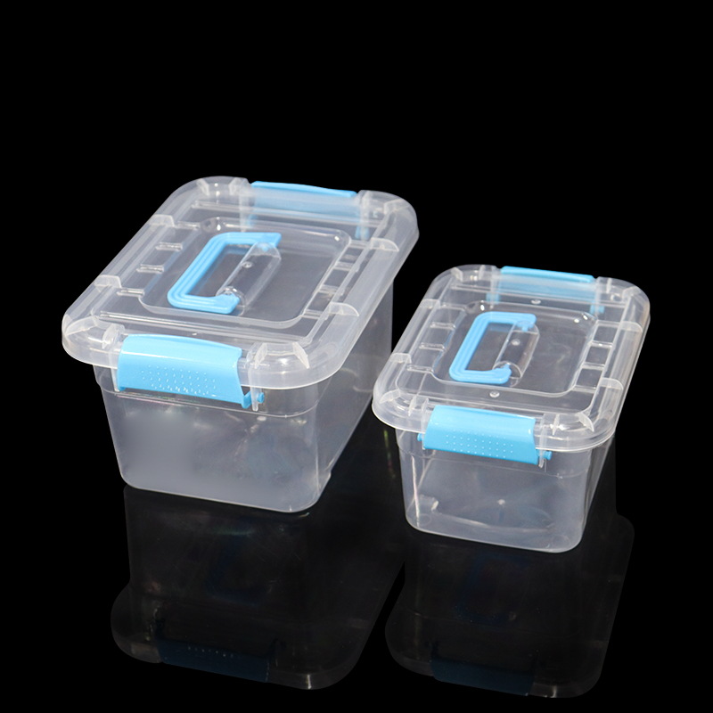 塑料收纳箱桌面透明收纳盒带手提零食收纳盒车载储物箱玩具整理箱