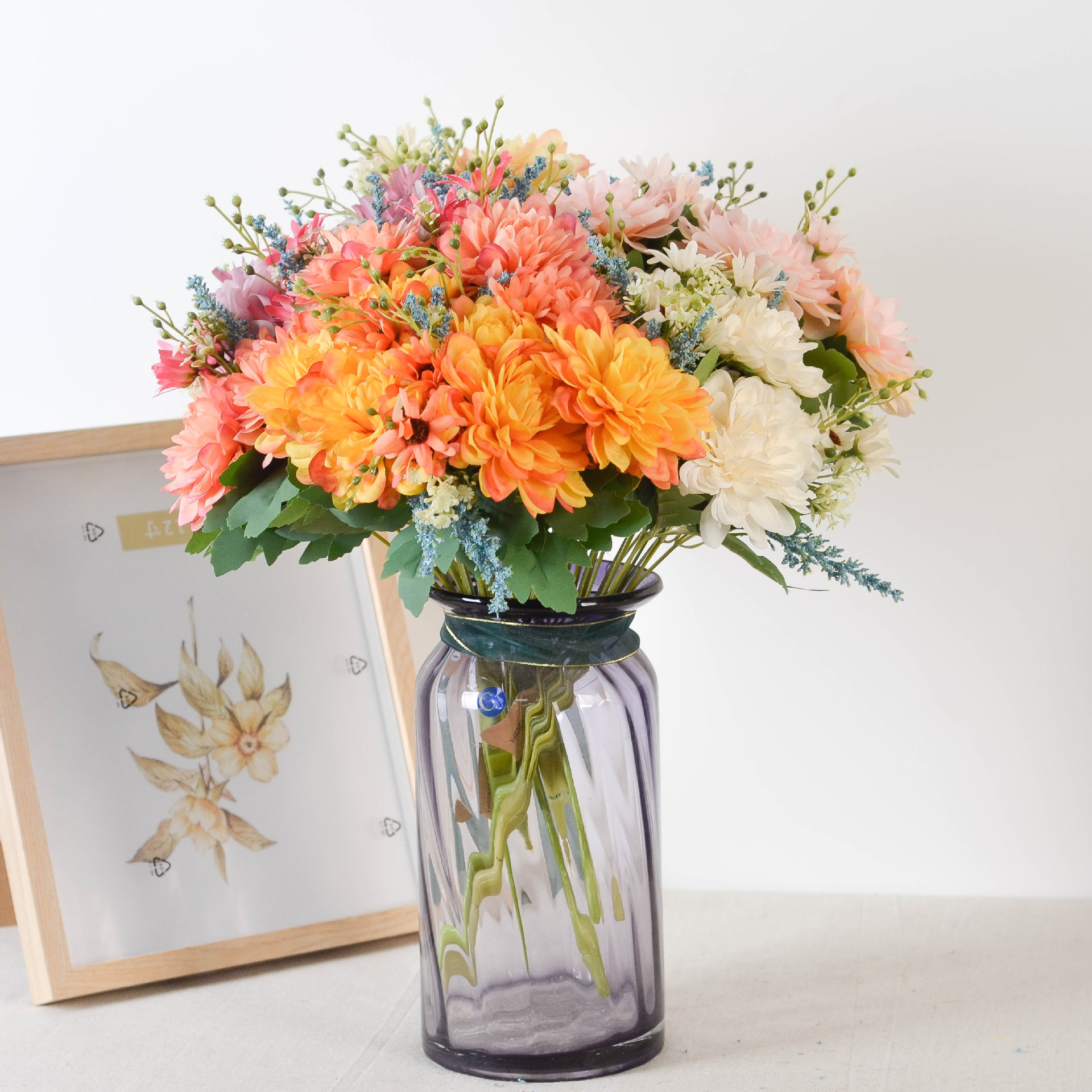 美式田园小清新人造花万寿小菊花家居花瓶花器插花装饰节日伴手礼