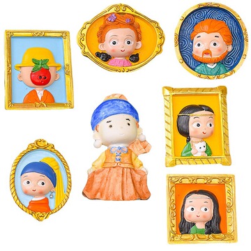 创意梵高名画系列石膏娃娃画手工diy涂色磁吸冰箱贴彩绘涂鸦玩具