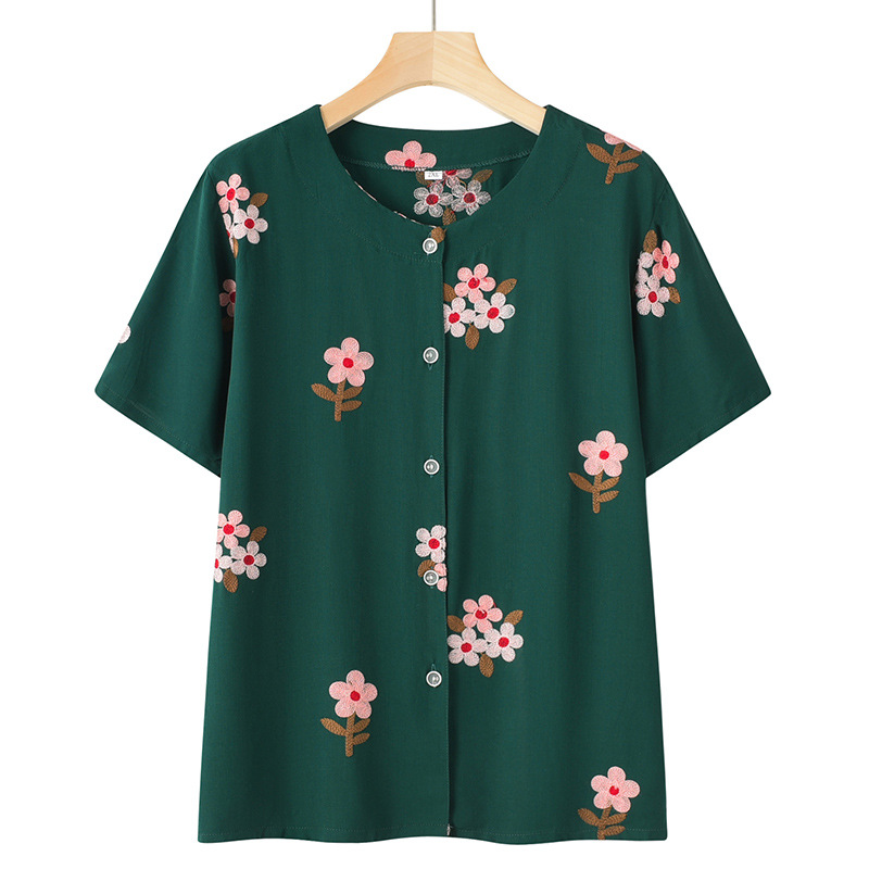 妈妈夏装中老年人女装奶奶套装短袖t恤老太太开衫老人衣服上衣薄