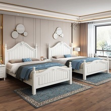 Ps美式床1.2实木床1.35米青少年儿童床1米 韩式白色公主床1.5/1.8